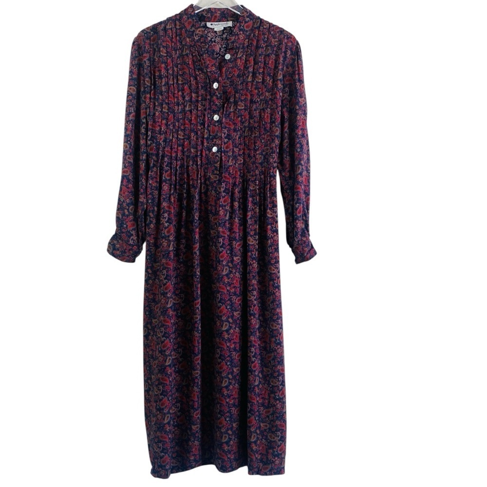 Appleseed’s Vintage Paisley Pintuck Long Sleeve Dress Size 16